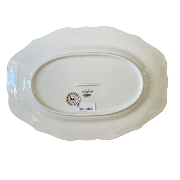 Grace Teaware Poinsettia & Holly Porcelain Oval Serving Tray Christmas New - Picture 13 of 14